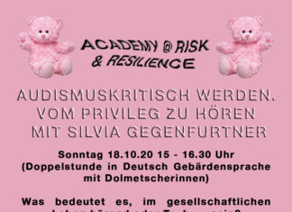 Beschreibungstext des Workshops auf rosa Hintergrund im Design der "Academy - die feministische Traumschule" des Performancekollektivs Henrike Iglesias