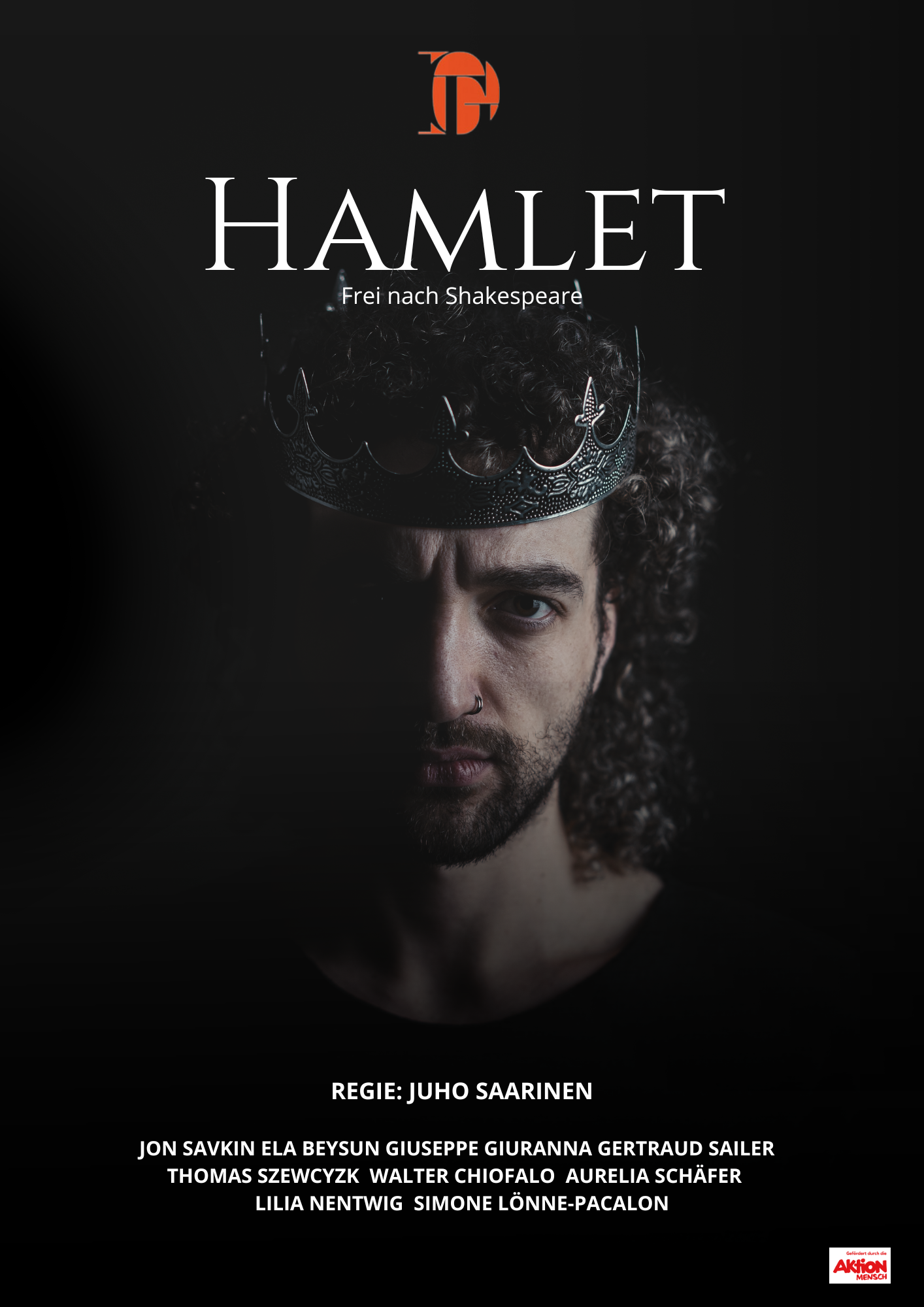 Plakat für die HAMLET-Aufführung des Deutschen Gehörlosentheaters