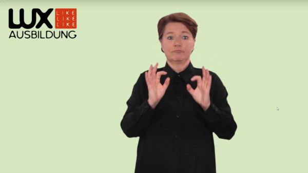 Video-Vorschau zum Gebärdensprachvideo des Stipendienprogramms "Lux Like Ausbildung" der Rosa-Luxemburg-Stiftung.