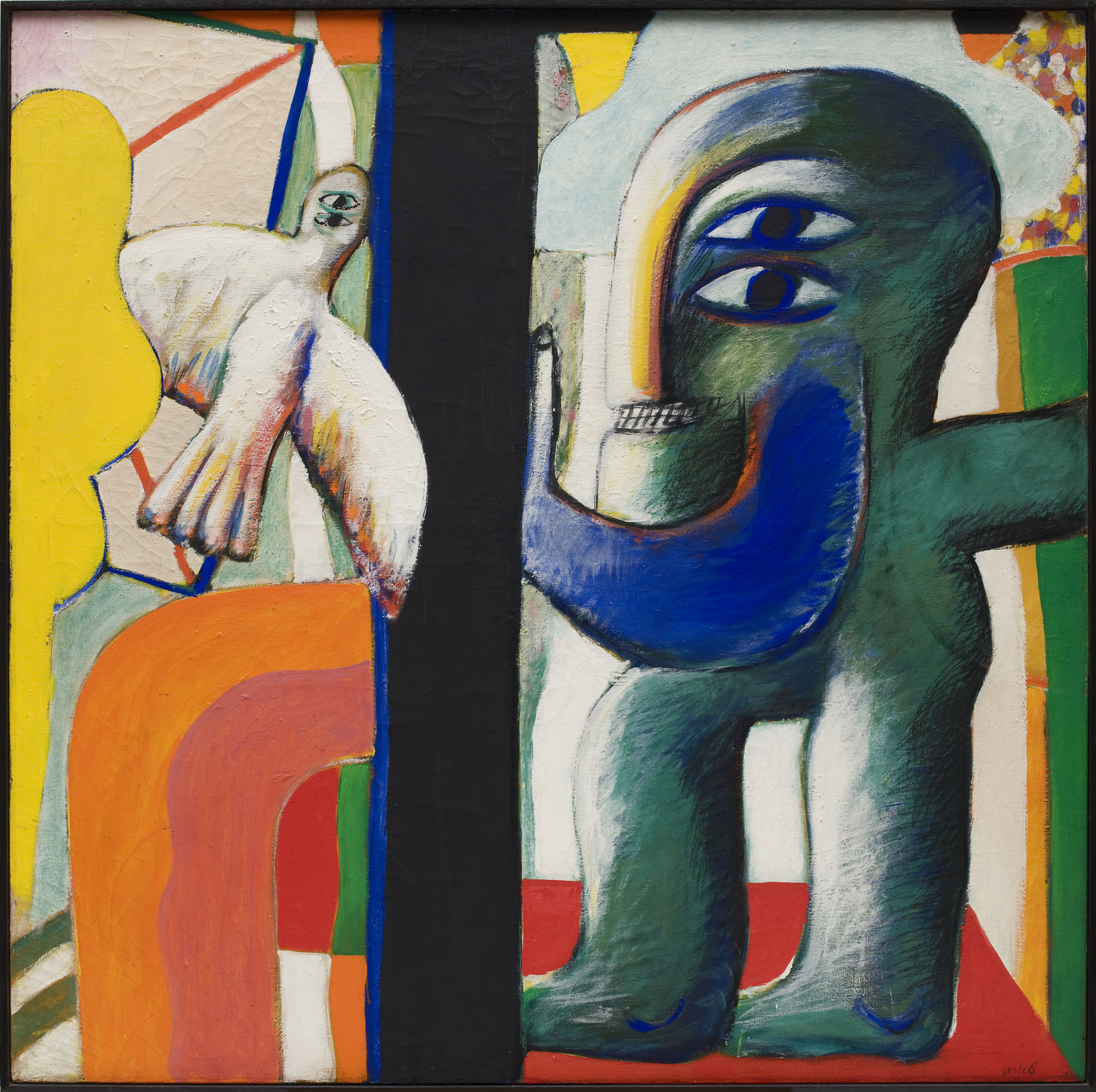 Horst Antes, Interieur, Figur mit Volgel, 1962-64, Foto: Herling/Herling/Werner, Sprengel Museum Hannover