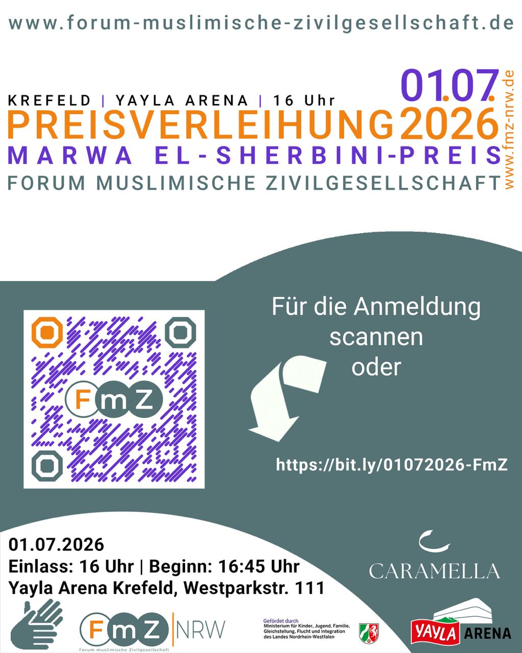 Der Flyer beinhaltet die Veranstaltungshinweis, die auch im Text aufgeführt sind. Wichtig, zu dem aufgeführten Link, ist hier auch ein QR Code.