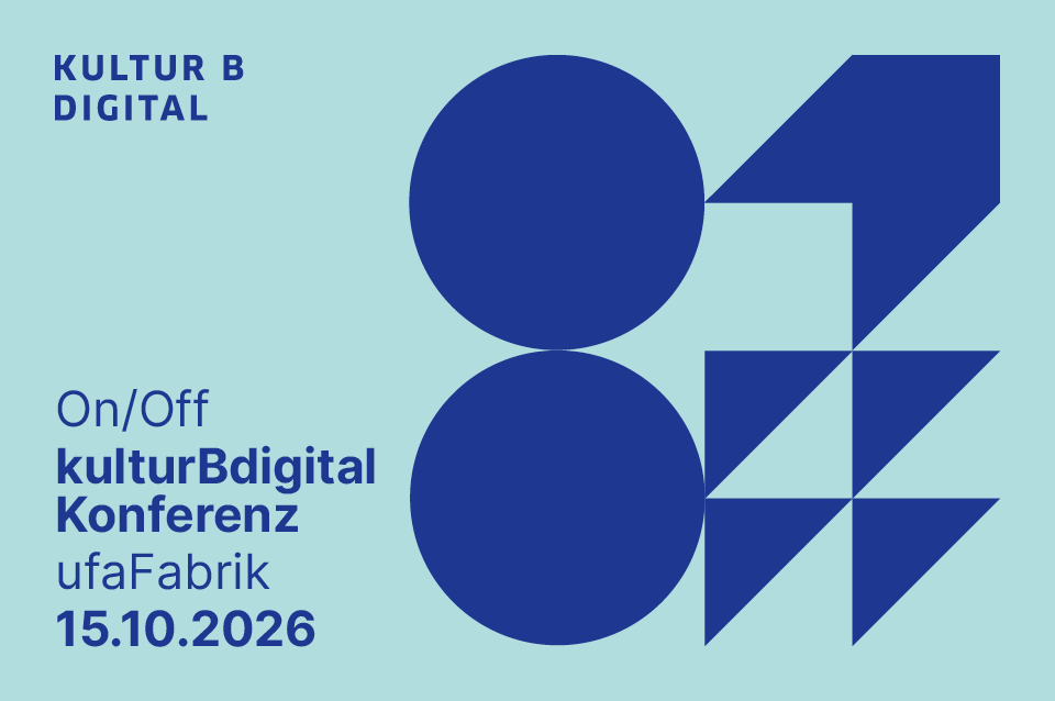 Logo der kulturBdigital-Konferenz mit Ort Ufafabrik und Datum 15. Oktober 2026